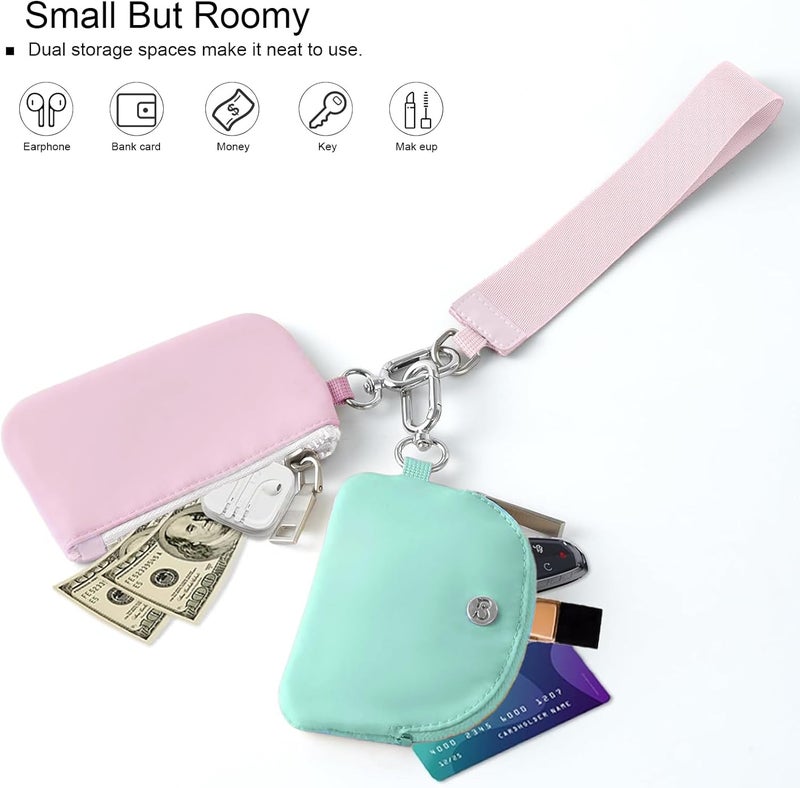 Babysun Mini Zip Around Dual Pouch Wristlet With 2 Straps Wristlet Keychain Wallet for Women Coin Purse Small Cute for Teen Girl - Image 3